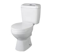 Balterley Close Coupled Toilet with Cistern & Seat, Bathroom Toilet Cistern with Round Seat Pan & Dual Flush, WC Toilets for Bathrooms & Cloakroom - 382mm x 635mm x 748mm (White)