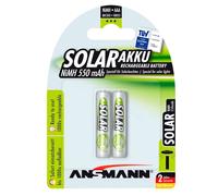 ANSMANN AAA SOLAR Batteries [Pack of 2] Long Lasting Low Self Discharge Rechargeable AAA Type 550 mAh NiMH MaxE Pro Battery For Solar Power Equipment, Garden Lights and Lanterns