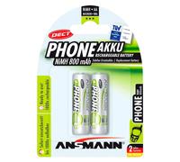 ANSMANN AA DECT Phone Batteries [Pack of 2] Long Lasting Low Self Discharge Rechargeable AA Type 800 mAh NiMH MaxE Pro Battery For DECT Cordless / Portable Phones