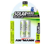 ANSMANN AA SOLAR Batteries [Pack of 2] Long Lasting Low Self Discharge Rechargeable AA Type 800 mAh NiMH MaxE Pro Battery For Solar Powered Equipment