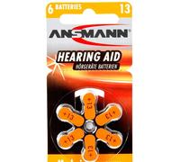 2 x 6 Ansmann Hearing Aid Batteries Size 13 Zinc Air 1.4V PR48 AZA13 Orange