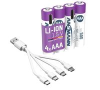ANSMANN 1311-0028 AAA Li-Ion Rechargeable Battery 500mAh 4 Pack Wi...