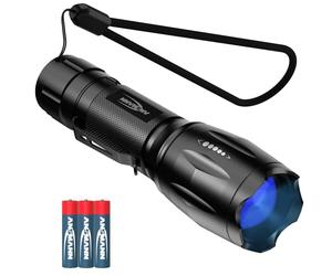 Ansmann 400nm Continuously Focusable 4 Light Modes UV Lamp LED Flashlight for Cleanliness Control Amber Hunting Bait Finding Fishing Black