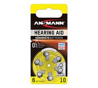 Ansmann 5013223 Hearing Aid Batteries [Pack of 6 Cells] Size 10 Yellow Zinc Air Hearing-Aid Suitable for Hearing Aids, Sound Amplifier - 1.45V Mercury Free