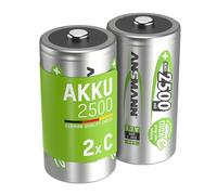 Ansmann 5030912 C Size Batteries [Pack of 2] Long Lasting Low Self Discharge Rechargeable C Type 2500 mAh NiMH MaxE Pro Battery For Flashlights, Operating Machines, Toys, LED Torch Lights