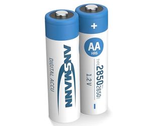 ANSMANN 5035082 AA Rechargeable Batteries [Pack of 2] 2850 mAh NiMH High Capacity AA Type Size Battery, silver