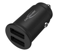 ANSMANN Car USB Charger Mini / 2-Port 2.4 A, 2 x USB-A, for Cars and Trucks (12 V/24 V), 12 W Power, Extremely Compact, No LED, Compatible with Apple iPhone, Samsung Galaxy, Huawei, etc.