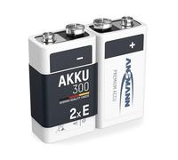 ANSMANN 9V Block Batteries [Pack of 2] 300mAh NiMH Precharged Rechargeable 9V E-Block Battery for Walkie Talkies, Speakers, Microphones, Multimeters, Clock Radios, Remote Control Cars, Toys