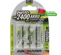 Ansmann Photo AA HR6 2400mAh Rechargeable NiMH Batteries x 4 For cameras