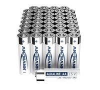 ANSMANN AA Disposable Batteries [Pack of 40] Family Pack of Alkaline Long Lasting Mignon Double A Battery for Remote Controls, Torches, Alarm Clocks or Wall Clocks - White