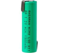 Ansmann AA Flat Top Battery with Solder Tail [Pack of 1] 1900 mAh 1.2V NiMH Rec