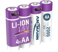 ANSMANN 1312-0036 AA Li-Ion Rechargeable Battery 2000mAh 4 Pack Wi...