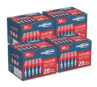 ANSMANN AA LR6 Long Life Alkaline Battery - Red (4 x Pack of 20)