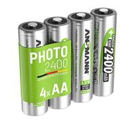 Ansmann AA PHOTO Batteries [Pack of 4] Long Lasting Low Self Discharge Rechargeable AA Type 2400 mAh NiMH MaxE Pro Battery For Digital Cameras, Photography Equipment