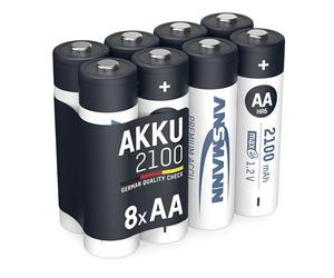 ANSMANN AA Rechargeable Batteries [Pack of 8] 2100 mAh NiMH High Capacity & Low Self Discharge AA Type Size Battery For Toys, Cameras, Flash Units, Cordless Phones, Remote Controls, Game Consoles