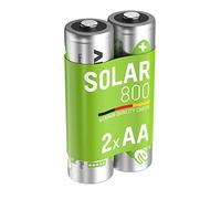 ANSMANN AA SOLAR Batteries [Pack of 2] Long Lasting Low Self Discharge Rechargeable AA Type 800 mAh NiMH MaxE Pro Battery For Solar Powered Equipment