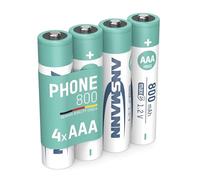 ANSMANN AAA DECT Phone Batteries [Pack of 4] Rechargeable 800 mAh NiMH High Capacity AAA Type Size Battery For DECT Cordless / Portable Phones