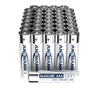 ANSMANN AAA Disposable Batteries [Pack of 40] Family Pack of Alkaline Long Lasting Micro Triple A Battery for Torch Lights, Remote Controls, Alarm Clock, Wall Clocks - White