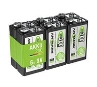 ANSMANN Battery 9 V Block 200 mAh NiMH Pack of 6 with Low Self-Discharge - Rechargeable Batteries MaxE with High Capacity - 9 Volt Battery for Measuring Device Multimeter Toy Remote Control etc.