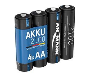 ANSMANN battery AA 2100mAh NiMH 1.2V - AA batteries rechargeable with low self-discharge ideal for wireless mouse/keyboard, alarm clock/clock, toys, solar lamps, LED lamps, decoration (4 pieces)