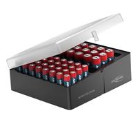 ANSMANN Battery Box Storage Box for 56 Batteries with 32 AAA + 20 Mignon AA Batteries, Sorting Box Organiser, Wall Mount, Plastic
