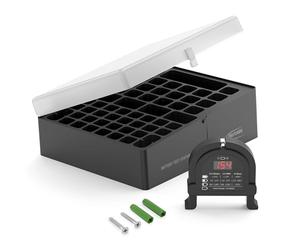 ANSMANN Battery Station [Pack of 1] Battery Storage Organiser Case for AA, AAA, and 9V Block Batteries Ideal For Storing Protecting Full and Empty Batteries - Battery Tester Included