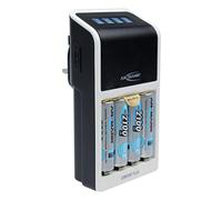 ANSMANN Comfort Plus AA, AAA & 9V Battery Charger For NiMH NiCd Rechargeable Batteries with UK 3-Pin Plug & 4 x AA 2100mAh Batteries| Quick Charging with Rapid Capacity Testing - 3 Yr Warranty