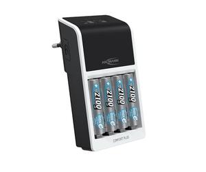 ANSMANN Comfort Plus Quick Charger for NiMH - Charge 1-4 AAA/A, up to 2 AA, or 1 x 9V - compatible with Ansmann AA 2100 mAh Batteries