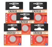 Ansmann CR2032 3 V Coin Cell Button Battery for Remote Control, Door Opener, Medical Equipment (Pack of 5)