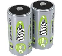 ANSMANN D Size Batteries [Pack of 2] Long Lasting Low Self Discharge Rechargeable D Type 5000 mAh NiMH MaxE Pro Battery For Digital Cameras, Flashguns, Toys, Audio Devices and Radio Controls