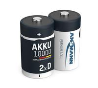 Ansmann D Size Batteries [Pack of 2] Long lasting Precharged Rechargeable D Type 10000 mAh NiMH MaxE Pro Battery For Digital Cameras, Flashguns, Toys, Audio Devices and Radio Controls, silver