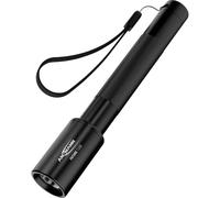 Ansmann Future T150 Ultra bright Professional LED Torch. Splash, shock and dust proof aluminium body. Light range up to 150M. Includes 2 x AA batteries and wrist strap. 3 year warranty
