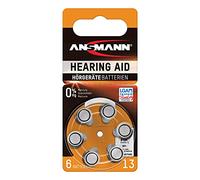ANSMANN 13 hearing aid batteries - Type 13 P13 ZL2 PR48 button cell batteries for hearing aids - Flat batteries for hearing aids, sound amplifiers, hearing aids - Orange- 1.4V - 6 pieces