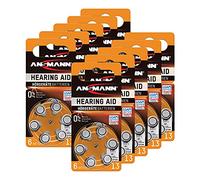 ANSMANN Hearing Aid Batteries [Pack of 60 Cells] Size 13 Orange Zinc Air Hearing-Aid Suitable For Hearing Aids, Hearing Aids Sound Amplifier - 1.45V Mercury Free