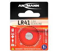 ANSMANN LR41 Coin Battery [Pack of 1] Alkaline 1.5V Button Cell Ideal for Laser Pointers, Watches, Voice Recorders, Glucometers, Thermometers, and Kids Toys Silver