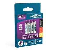 ANSMANN 1311-0028 AAA Li-Ion Rechargeable Battery 500mAh 4 Pack Wi...