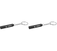 Ansmann Mini LED Keychain Light [Black] Aluminium Mini Keyring Light Includes 4 x LR41 Coin Cells - 2 Year Warranty, BlackOne (Pack of 2)