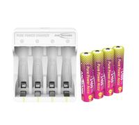 ANSMANN Pure Power Lithium Charger with 4 AAA Rechargeable Batteries | Charging Module with 4 x AAA 1400mAh/2100mWh rechargeable long life batteries