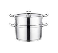 ANSNOW 2 Tier Steamer Multi Veg Cooker Stainless Steel Pot Pan Set with Lid, Large Stainless Steel 2 Tier Steamer/31 * 26Cm