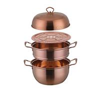 ANSNOW 3 Tier Premium Heavy Duty Stainless Steel Steamer Pot Set Includes 2 Tier Cooking Pot, 1 Steaming Septa and Pot Lid | Steam Pot Set for All Cooking Surfaces/Rose Gold
