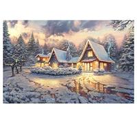 ANSNOW Jigsaw 1000 Piece Christmas Lodge Thomas Kinkade Replica Puzzles Educational Toys for Adult Birthday Gift Classic Game Puzzle 38 * 26Cm