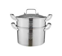 ANSNOW Small Stainless Steel Couscous Maker, Erack Holder, Support, 2 Level Stainless Steel Induction Steamer Steamer Insert, Cooking Pot/Steamer/Steel/6.3L 26 * 26 * 23.4Cm