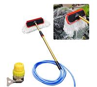 ANSNOW Telesextendable Fast Water Flow Washing Brush for Trucks Car Caravan Lorry Van, Multi-Function Car Wash Mop, Window Cleaner Kit, Water/Hose Fed Pole/20M Water Pipe