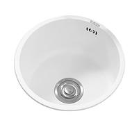 ANSNOW White Round Sink Bar Sink Undermount Sink Kitchen Sink Round White Sink with Drain Pipe Nano Stainless Steel Sink/White/32Cm