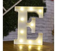 anso Alphabet LED Letters Light Up Numbers White Plastic Letters Standing Decor A to Z 0~9 (Letter E)