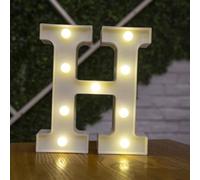 anso Alphabet LED Letters Light Up Numbers White Plastic Letters Standing Decor A to Z 0~9 (Letter H)
