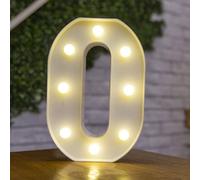 anso Alphabet LED Letters Light Up Numbers White Plastic Letters Standing Decor A to Z 0~9 (Number 0)