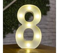 anso Alphabet LED Letters Light Up Numbers White Plastic Letters Standing Decor A to Z 0~9 (Number 8)
