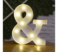 anso Alphabet LED Letters Light Up Numbers White Plastic Letters Standing Decor A to Z 0~9 (Symbol &)