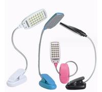 anso Flexible USB Battery Power 28 LED Light Clip-on Bedside Table Light Goose Neck Desk Lamp (Blue)